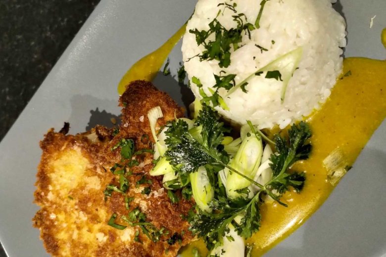 Cauliflower Katsu Curry with Sticky Rice Dish Miami